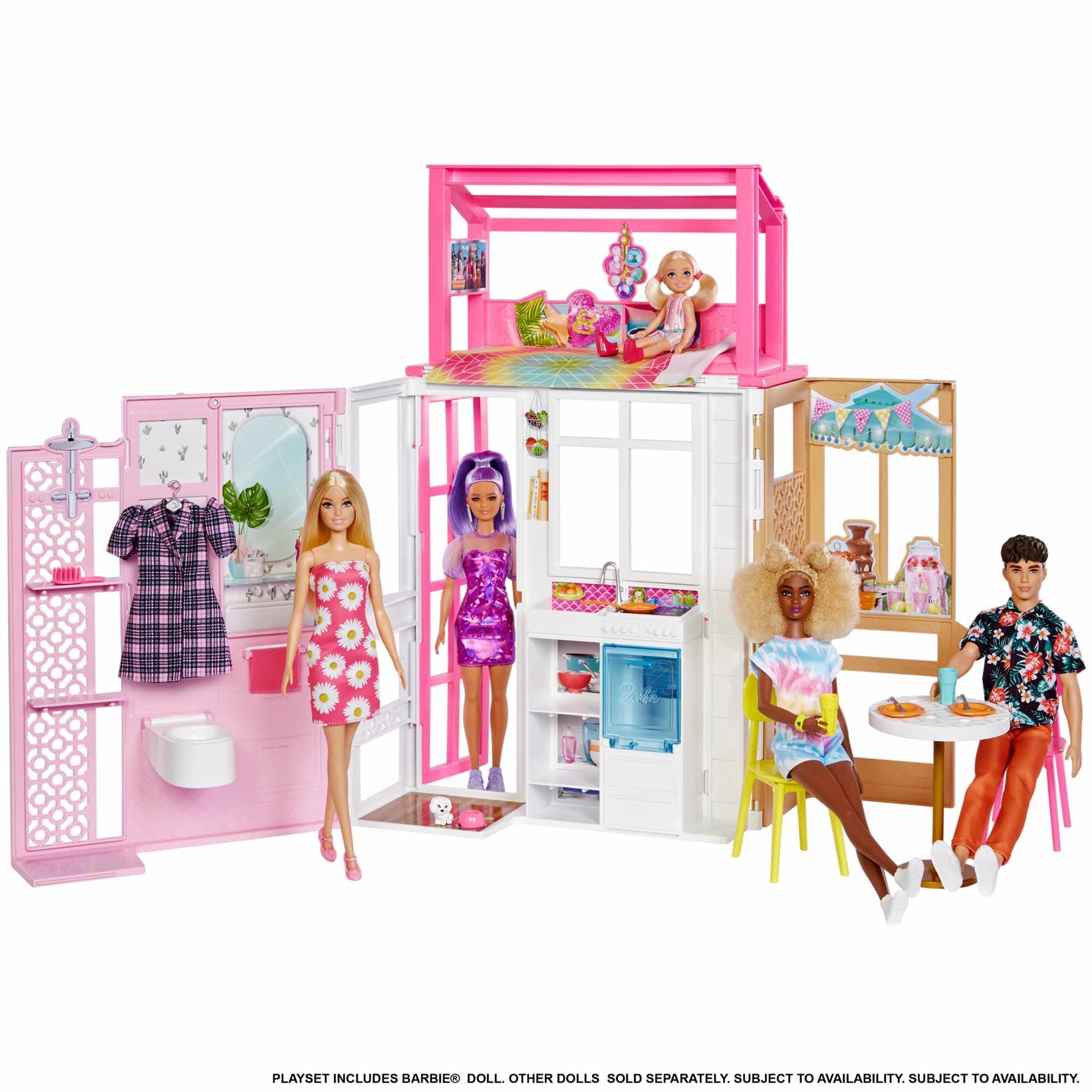 Comprar Barbie Casa 2 Pisos Casa Amueblada Para Muñecas Mattel HCD48 ...